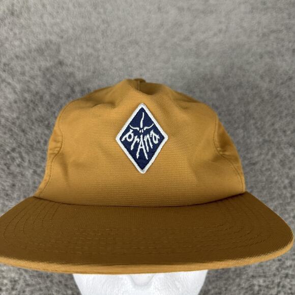 PrAna Hat Cap Snap Back Mens One Size Brown Recycled Polyester Patch Logo - Picture 3 of 10